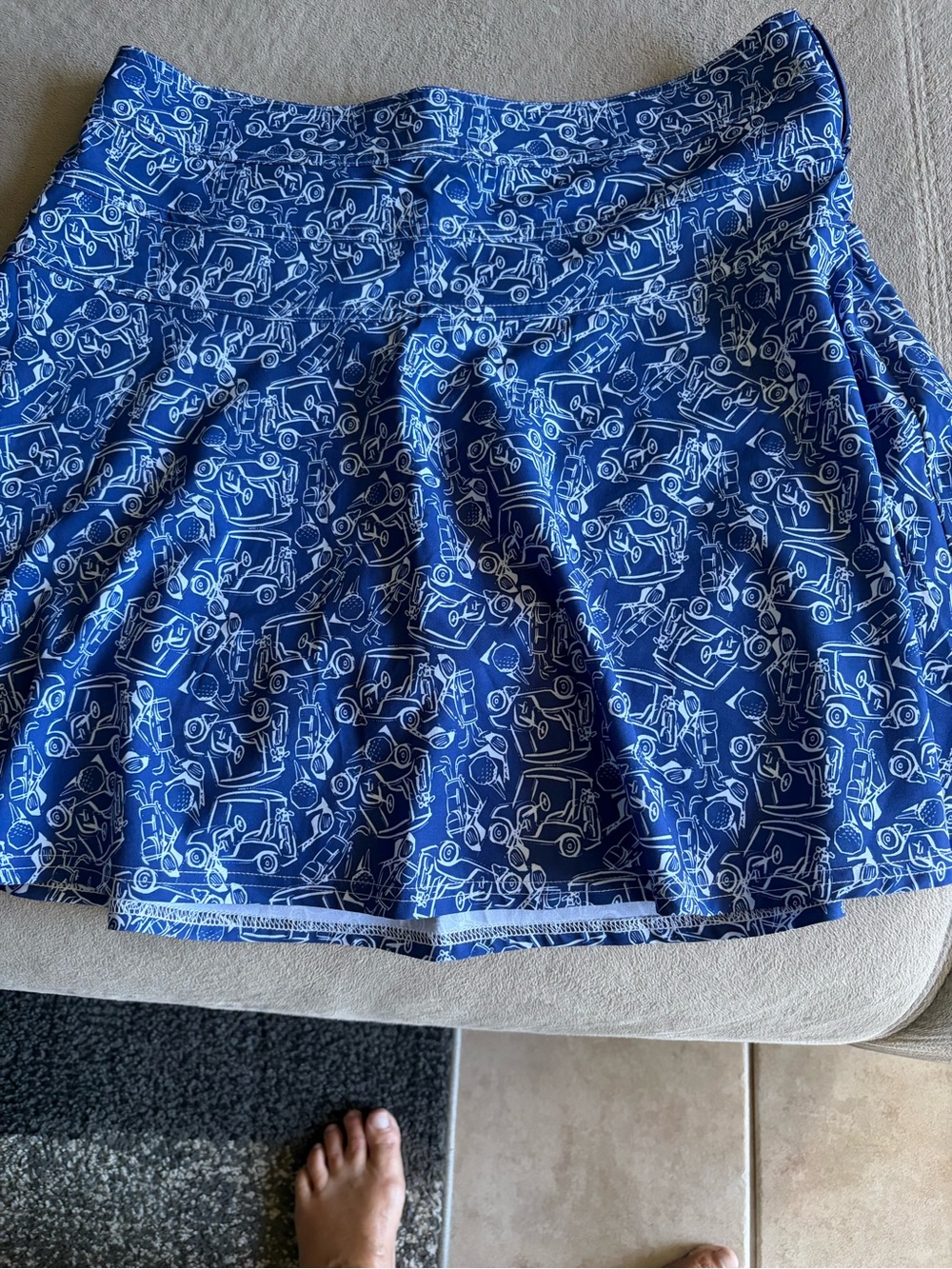 Izod Blue & White Golf Cart Print Skater Skirt